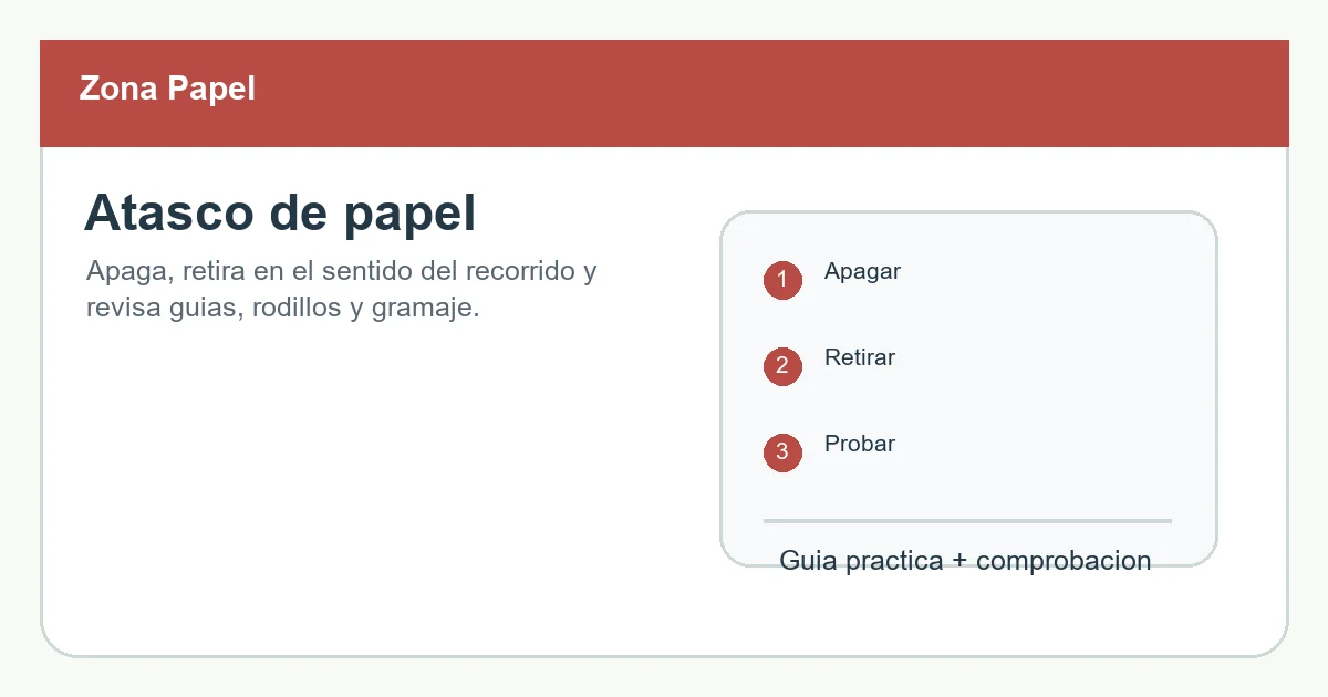 Diagrama de recorrido de papel y rodillos para resolver atascos de impresora.